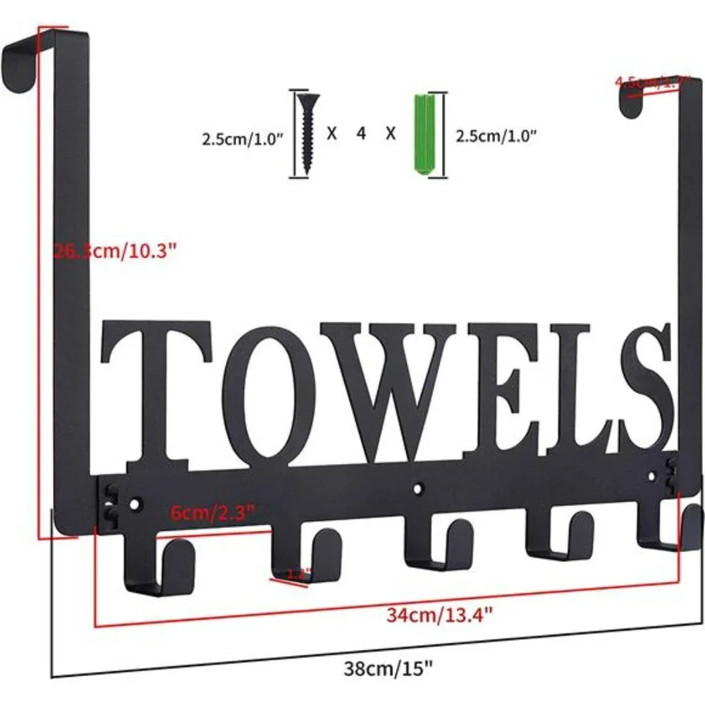 Over The Door Hooks, Towel Holder for Bathroom Door Mount Towel Rack Towel Hook